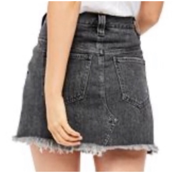 Free People Y2K Boho Western Mini Skirt- Sidecar Distressed Black Denim size 25 - Picture 2 of 10